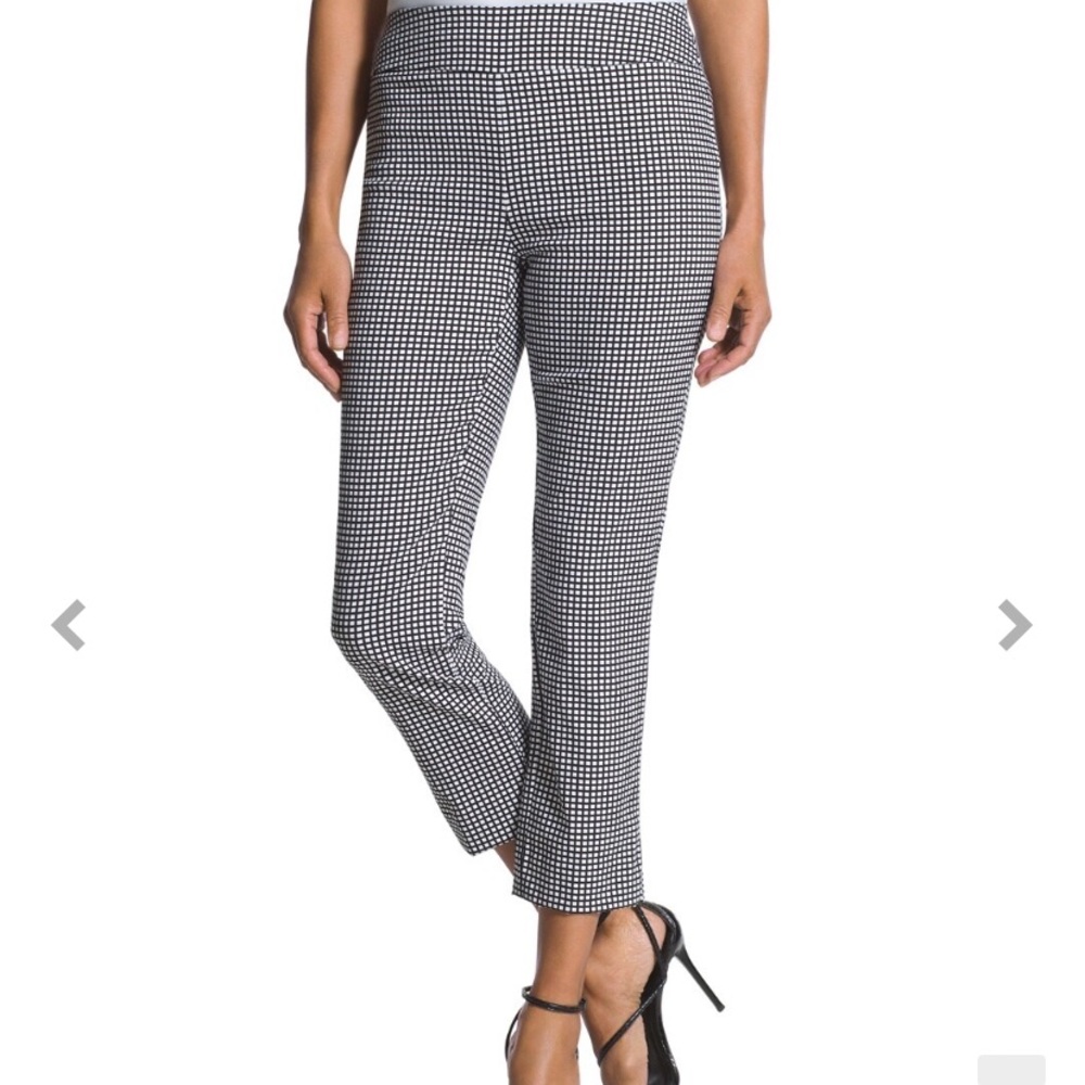 Chico’s So Slimming Pull On Stretchy Dress Pants Brigitte Checkered Size 2
